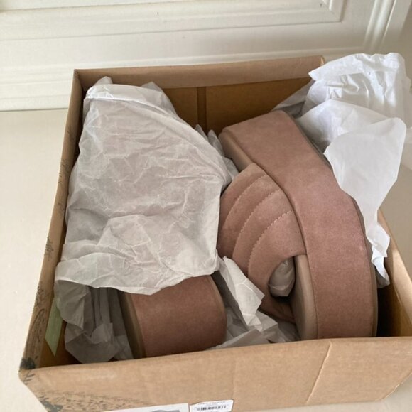 UIB Free People Almost Paradise Sand Suede Slip On Platforms Sz 37 - Picture 3 of 10